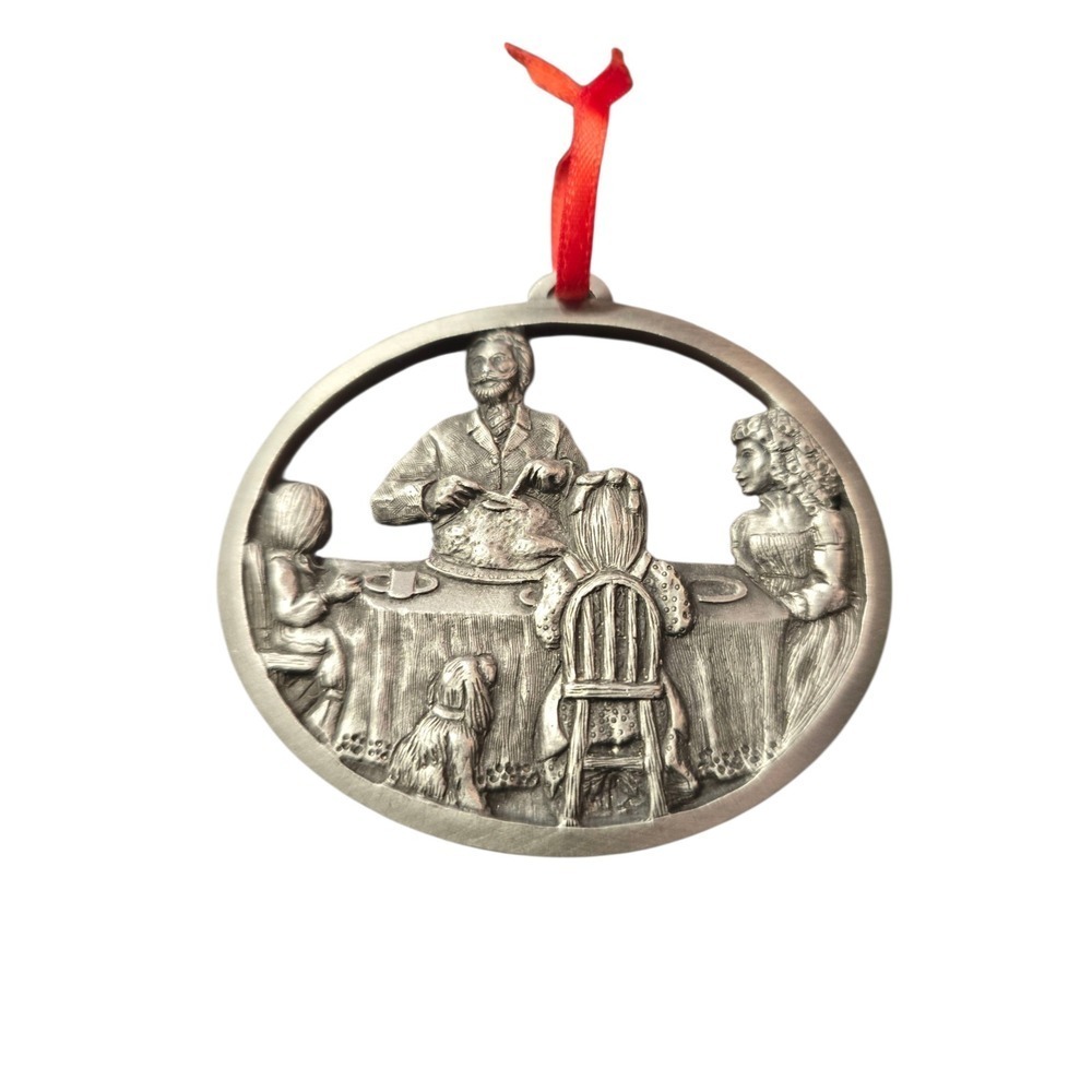 Hampshire Pewter Copyright‎ 1991 Family Dinner Scene Christmas Ornament